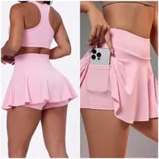 Short Saia com bolso suplex academia fit moda femenina e infantil patricinha ginástica dança