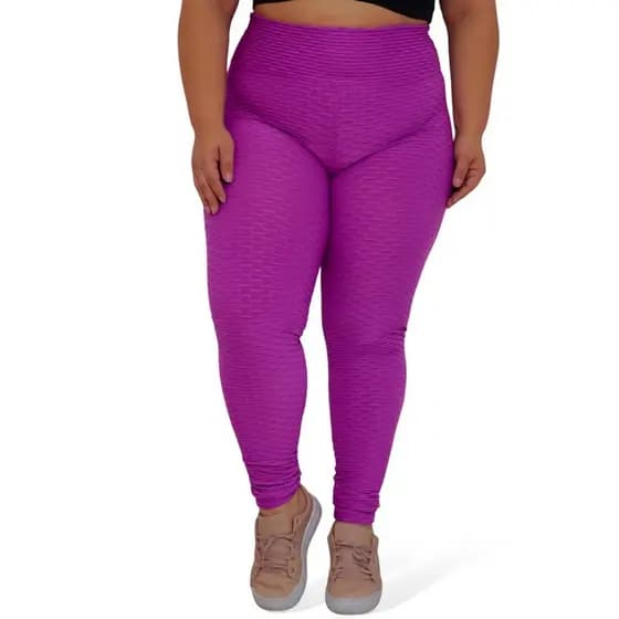 Calça Legging Plus size disfarça celulites levanta bumbum bolha brocada flocada tamanho grande
