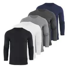 Kit 5 Camisetas Manga Longas Masculinas Algodão Fio 30.1 Premium