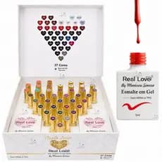 Kit 37 Cores Esmalte em Gel Real Love + Gel Base + Top Coat Kit Manicure Sincera Sem Hema Sem TPO Alta Pigmentação 10ml