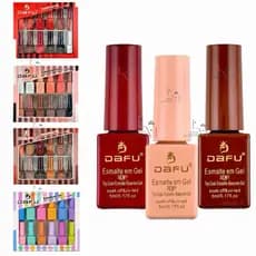 Kit 12 Esmalte em Gel 3em1 Pásteis,Nude, Marrom e Vermelho Dafu 5ml Base em Gel Esmalte e Top Coat Alta Qualidade Nail