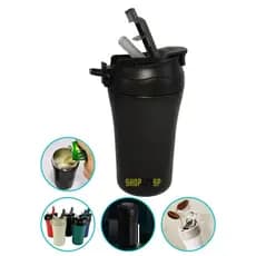 Copo Termico Inox com Tampa e canudo quente e frio cafe caneca 400ML