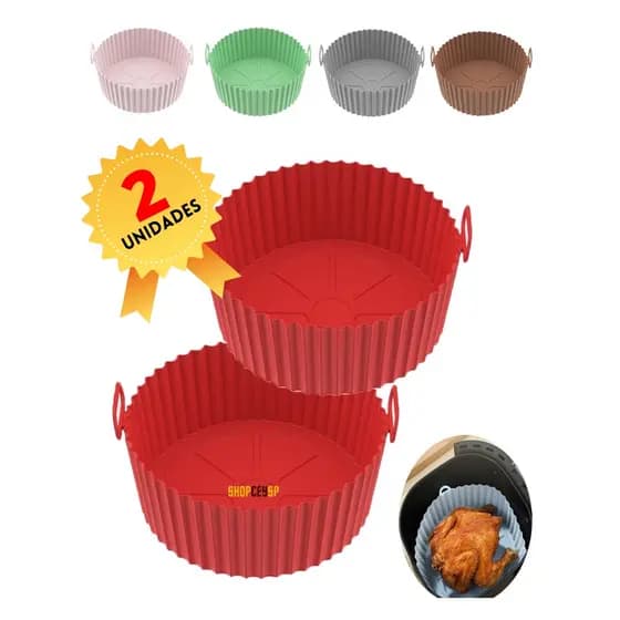 2 Cesto de Silicone Redondo Air Fryer e Forno Forma para Fritadeira Elétrica NR-134-X2