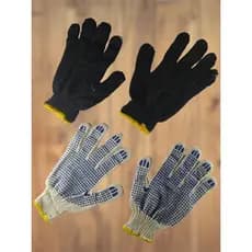 1 Par de Luvas De Malha Algodão Tricotada com CA Pigmentada Preto/Branca Epi Multiuso jardinagem Tamanho único