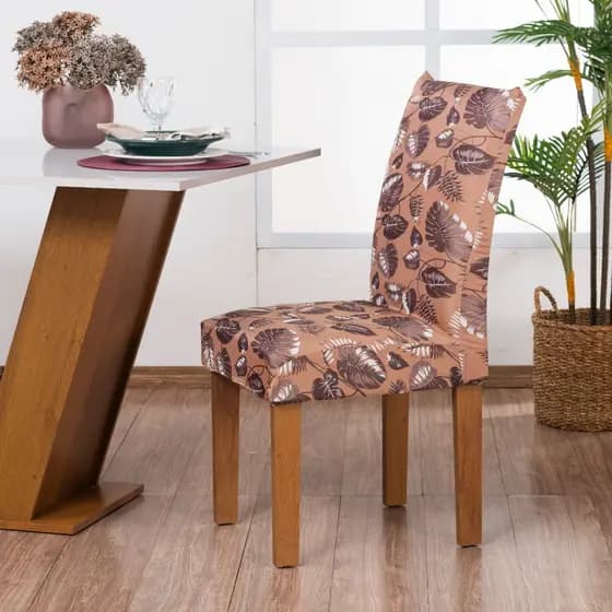 Capa Para Cadeira Jantar E Escritório Em Malha Gel Estampada Com Elástico 1 Peça Estampas Variadas