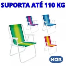Cadeira de praia ALUMÍNIO OU AÇO reforçada suporta até 110 kg original MOR OU SOL - A MAIS BARATA