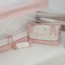 Kit Berço Americano POP Trança 9 Peças JARDIM Rose/palha/rosa/lilás/várias cores