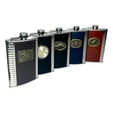 Cantil em Inox Frasco Bolso Bar Portátil Couro 255ml