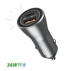 Carregador Veicular Turbo 36W Remax Quick Charge USB + Tipo-C iPhone, Samsung, Xiaomi, Motorola