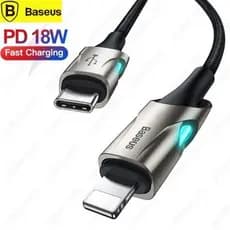 Cabo USB-C PD 18W iPhone Lightning BASEUS Fish Eye Indicador Led 1M iPhone XS, XR Plus 12/13 Pro Max