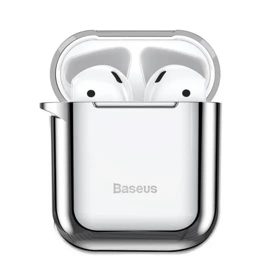 Capa Case BASEUS Protetora Silicone espelhado para AirPods 1 e 2 da Apple Com Gancho Premium