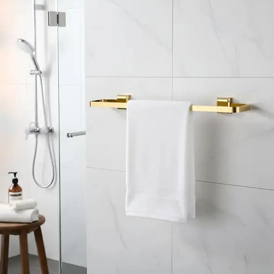Porta Toalha De Banho  Lavabo Banheiro Dourado Gold