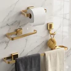 Kit Acessórios Para Banheiros 4 Peças Para Dourado Gold Banheiro