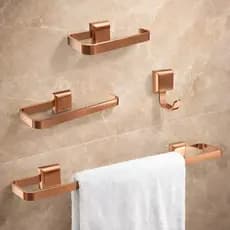 Kit Acessórios Para Banheiros 4 Peças Lavabo Banheiro Rose Gold