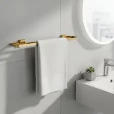 Porta Toalha De Banho Duplo Lavabo Banheiro Dourado Gold