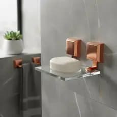 Saboneteira De Parede Vidro Acessórios Banheiro Rose Gold