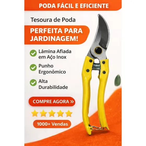 Tesoura Poda Ramos Jardineiro Galhos Plantas Aço Inoxidável