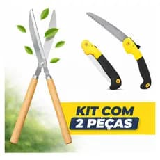 Kit Jardinagem Tesoura Poda Cerca Viva E Serrote Dobrável