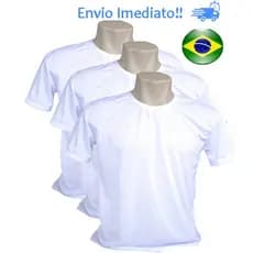 3 CAMISETAS BRANCAS BASICAS 100% POLIESTER  SUBLIMAÇÃO