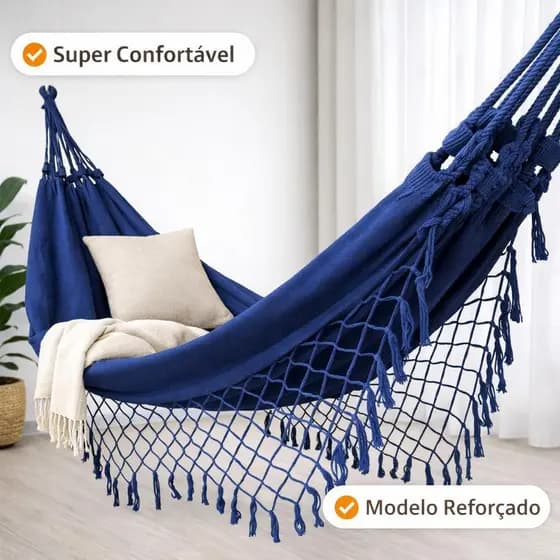 Rede de Descanso Casal Reforçada com Franjas Luxo Algodão | Confortável Resistente e Decorativa
