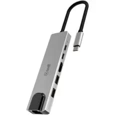 Hub Usb Tipo C, 6 Em 1, Hdmi, 2 Usb, 2 Usb-c, Rj45
