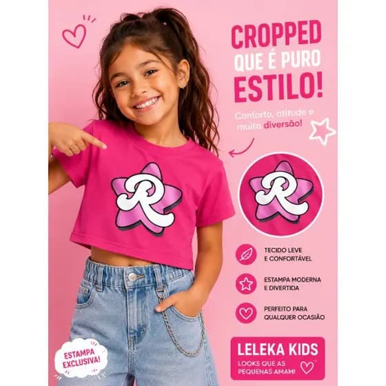 Cropeed infantil blusa modinha Emily Vick dos Rosas YouTubes.
