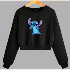 Blusa infantil cropped moletom Stitch Tam 1 ao 10.