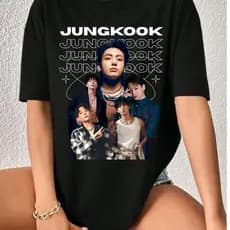 Tshirt Camiseta Jungkook Kpop BTS Unissex Algodão Streetwear Plus Size P ao G3
