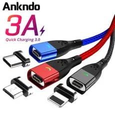 Ankndo Cabo 3A Telefone Carregamento De Transferência De Dados Carregador Para Micro USB Android Tipo C