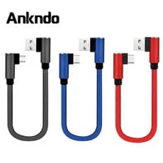 Ankndo 0.25 M Usb Tipo C Cabo Curto 90 Grau 25 Centímetros Mini Micro Usb Cabo Do Carregador Do Telefone Cabo De Sincronização De Dados Para Powerbank Laptop Cabo De Carga Fio