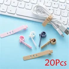 20 Pcs Fashion Organizador De Cabos De Fixação Reutilizável Fones De Ouvido Enrolador Alta Qualidade