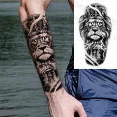 Tatuagens Temporárias Do Antebraço Da Coroa Leão Negro Para Homens