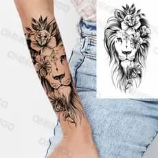 Tatuagens Temporárias Realistas De Flor De Rosa De Leão Para Mulheres De Crânio De Bússola De Menina Adulta Tatuagem Falsa De Braço De Coxa