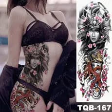 Tatuagem De Manga De Braço Grande Ratuagem Feminina Temporária À Prova D'água Lobo Tag Geisha Cintura Perna Corpo Completo Arte Falsa Mulheres Homens Personalizam