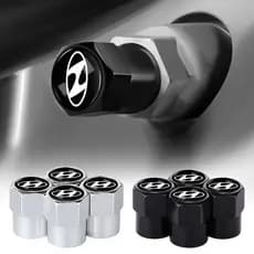 4pcs Tampa De Ar De Liga Metálica Para Carro Prata/Preto Hexagonal Do Núcleo Da Válvula De Pneus Hyundai Personalizar