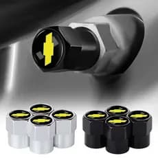 4pçs/Conjunto De Tampas Da Extremidade Do Ar Carro Liga Tipo Parafuso Prata Preto Hexagonal Logotipo Válvula Núcleo Para Chevrolet Personalizar