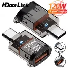 HdoorLink Universal Type C Para USB 2.0 Adaptadores 120W 10Gbps Conversores De Telefone De Transferência De Dados De Car