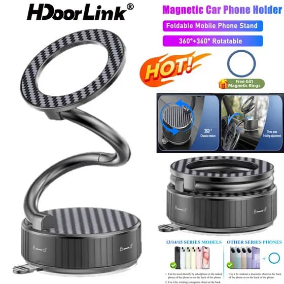 Suporte Magnético Atualizado Para Telefone HdoorLink 360 ° De Dobrável Ajustável Com Ventosa Carro/Academia/Espelho