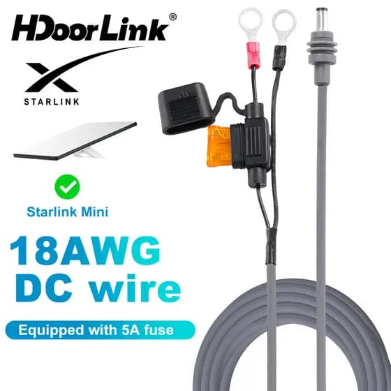 HdoorLink Para Starlink Mini Cabo De Alimentação 18AWG Chicote De Extensão De Fiação Com Suporte De Fusível Automotivo A