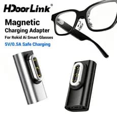 Adaptador De Carregamento Magnético HdoorLink Para Óculos Rokid Ai‌ Conversor Rápido Tipo C Com Luz Indicadora