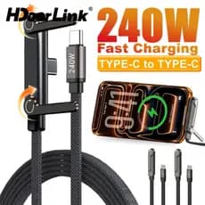HdoorLink 240W PD Type C Cabo De Carregamento Rápido Com Suporte Para Telefone Vídeo Jogos 90 ° Dados Ellow 17 16 15 PM