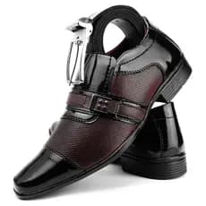 Sapato social masculino preto com vinho + cinto social