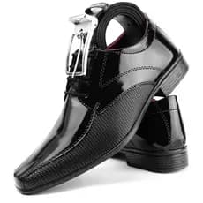 Sapato social masculino preto de amarrar + cinto social