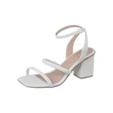 Sandália Feminina Colorida Salto Bloco Neon Tiras Moda Blogueira Lançamento