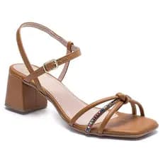 Sandália Feminina Vi Bela Salto Baixo Brilho Conforto Estilo Tendência Salto Bloco Grosso Casual