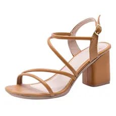 Sandália Feminina Vi Bela Salto Grosso Bloco Moda Estilo Tendência Conforto Lançamento Festa Casual