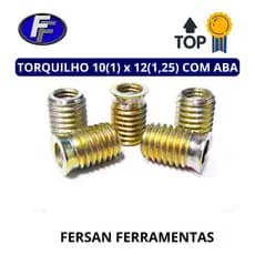 Kit com 10 Torquilhos de Aço 10mm (1”) x 12mm (1,25”) - Rosca Reforço para Reparos de Rosca de Vela