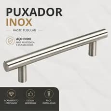 04 Puxador Em Aço Inox Tubular Haste Redonda Para Móveis Gavetas Armários