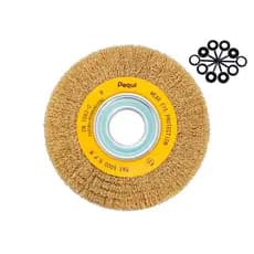 Escova de Aço Circular 6” x 3/4” - Aço Latonado - Com Buchas de Redução - Pequi