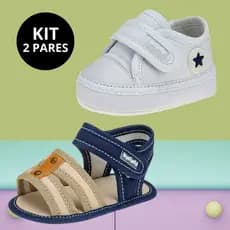 Kit 2 Pares Sapatinho Bebê Menino Tênis E Sandália